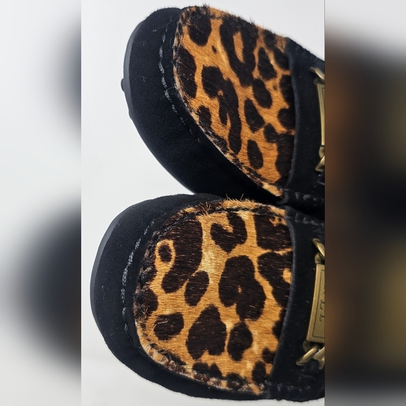 Ralph Lauren Berdine Black Suede Fur Leopard Driving Loafer Size 6.5B - Picture 3 of 13